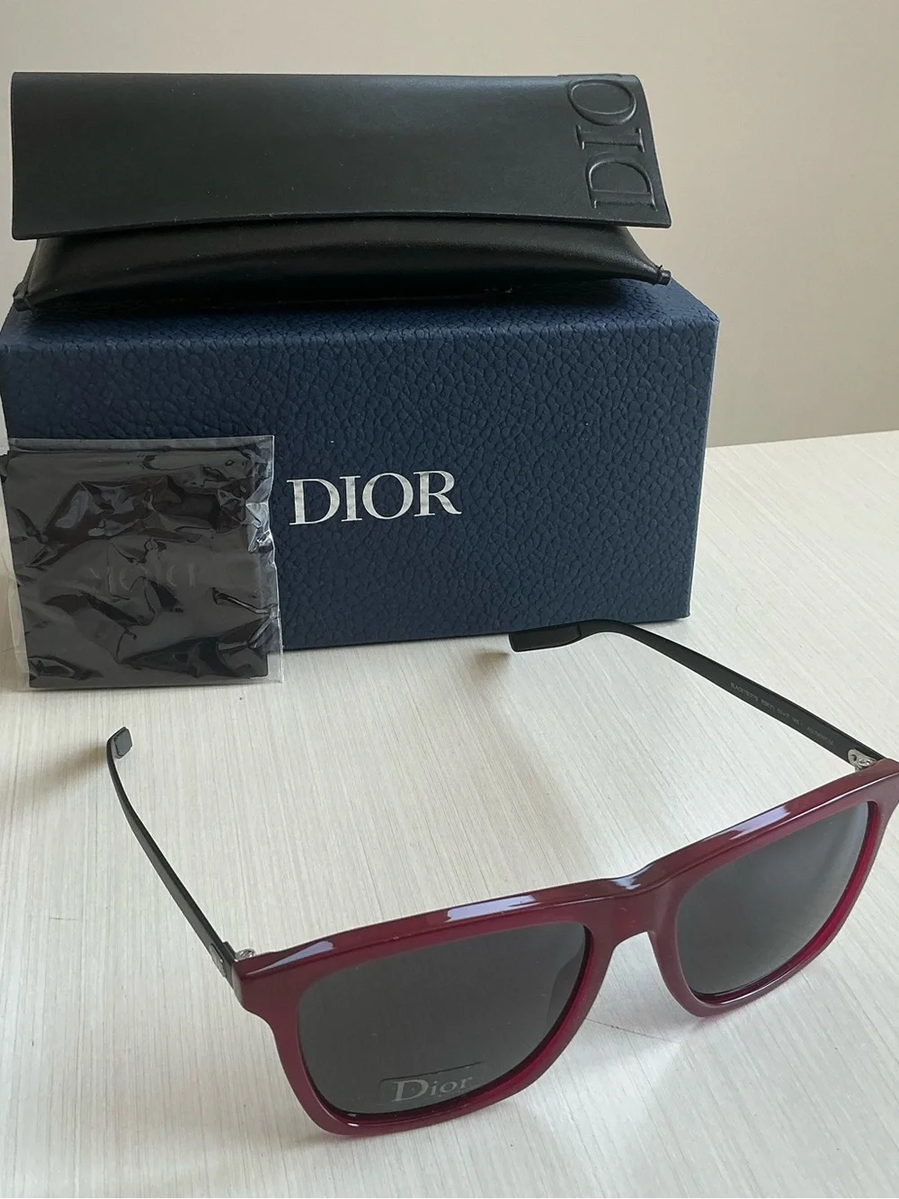 Dior Men's Burgundy Frame Sunglasses with Gray Lenses NIB